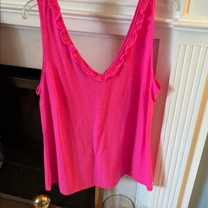 Lilly Pulitzer Bright Pink Ruffled Tank Top